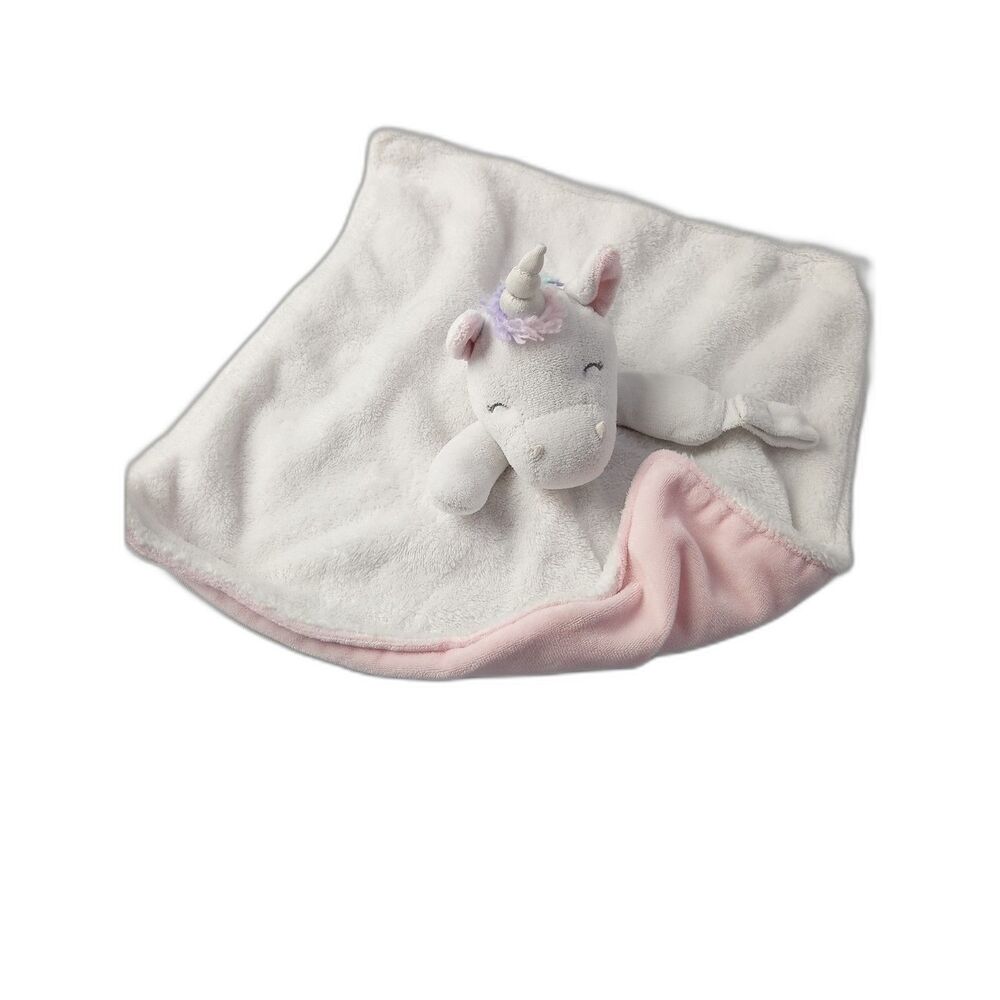 Carter’s Baby Unicorn Security Blanket Lovey Pink White Plush